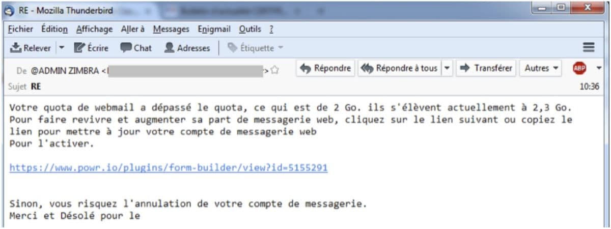 Illustration Phishing au "Webmail générique"